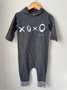 RAGS to Raches Charcoal Hooded XOXO Toddler Romper 3-4T